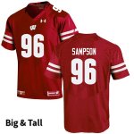 Men's Wisconsin Badgers NCAA #96 Cormac Sampson Red Authentic Under Armour Big & Tall Stitched College Football Jersey UH31L66CL